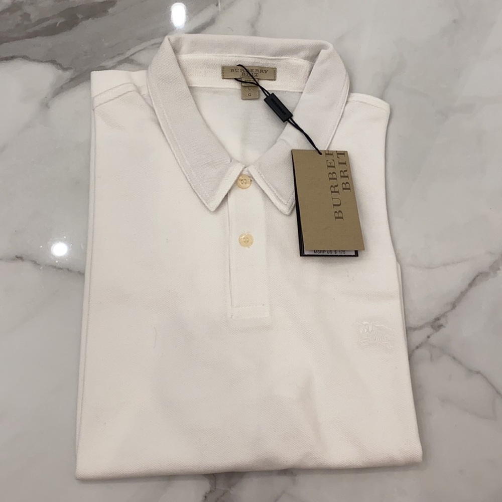 Burberry polo brand new with tags white size large